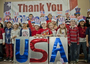 First graders at Holly Lane School in Westlake said, “Thank You, Veterans!” 