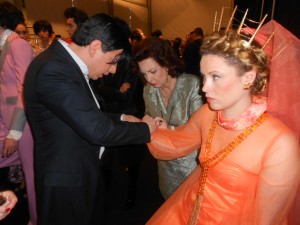 Lincoln Center Back Stage: Malan Breton, Maria Pujana and Model Kiera Chaplin.