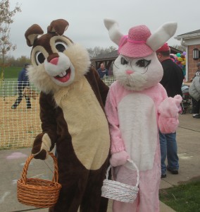 Mr and Mrs Easter Bunny welcome all to the 2015 Easter Egg  Hunt. (Photo by Al Psota)