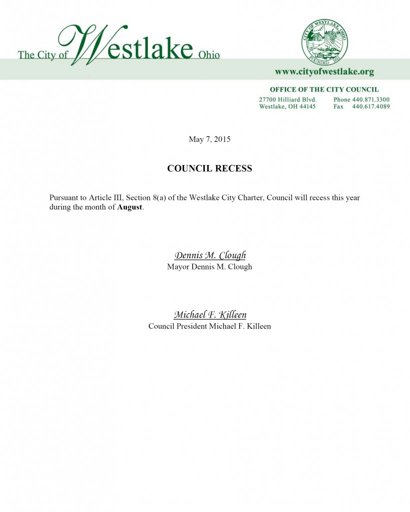 Recess announcement