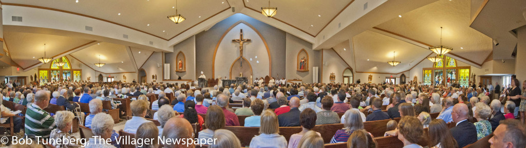 1100 worshipers gathered in the new St. Raphael church for Saturday's Dedication Mass.
