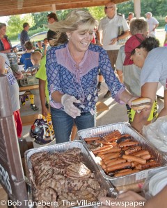 Sheila Cooper dishes up delicious meal.