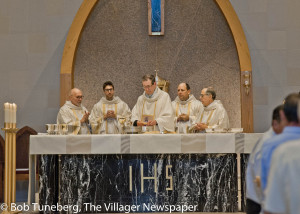 The first Communion Rite within the new St. Raphael church.