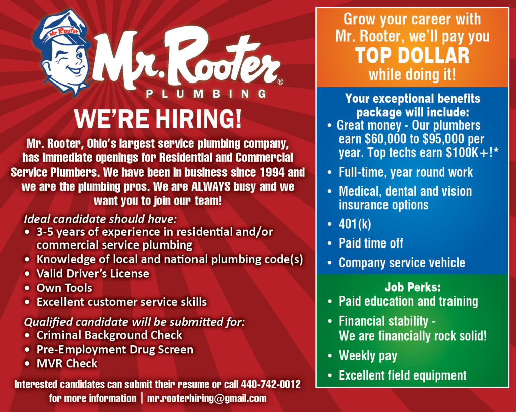 10-1-15 Mr Rooter Hiring