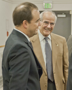 Dr. Donald Malone, President Lutheran Hospital and William Baker, Chair, Community West Foundation.