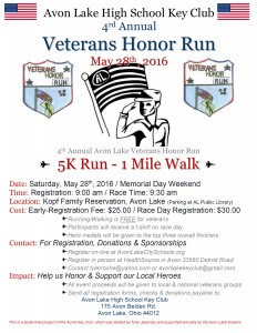 Key Club Veterans Honor Run Flyer