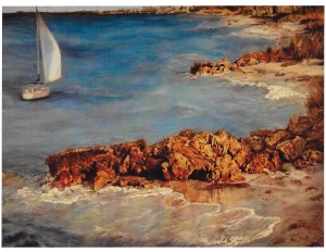 “Cortez Shore, Florida,” an oil by Phyllis Barrett, is on display at the COFA juried art show.