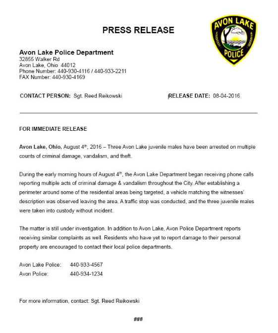 avon lake pollice aug 11