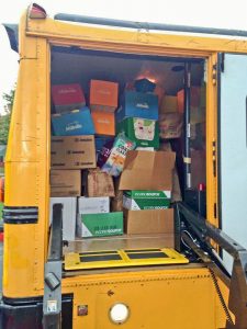 Westlake City Schools bus full of donations for May Dugan Center.